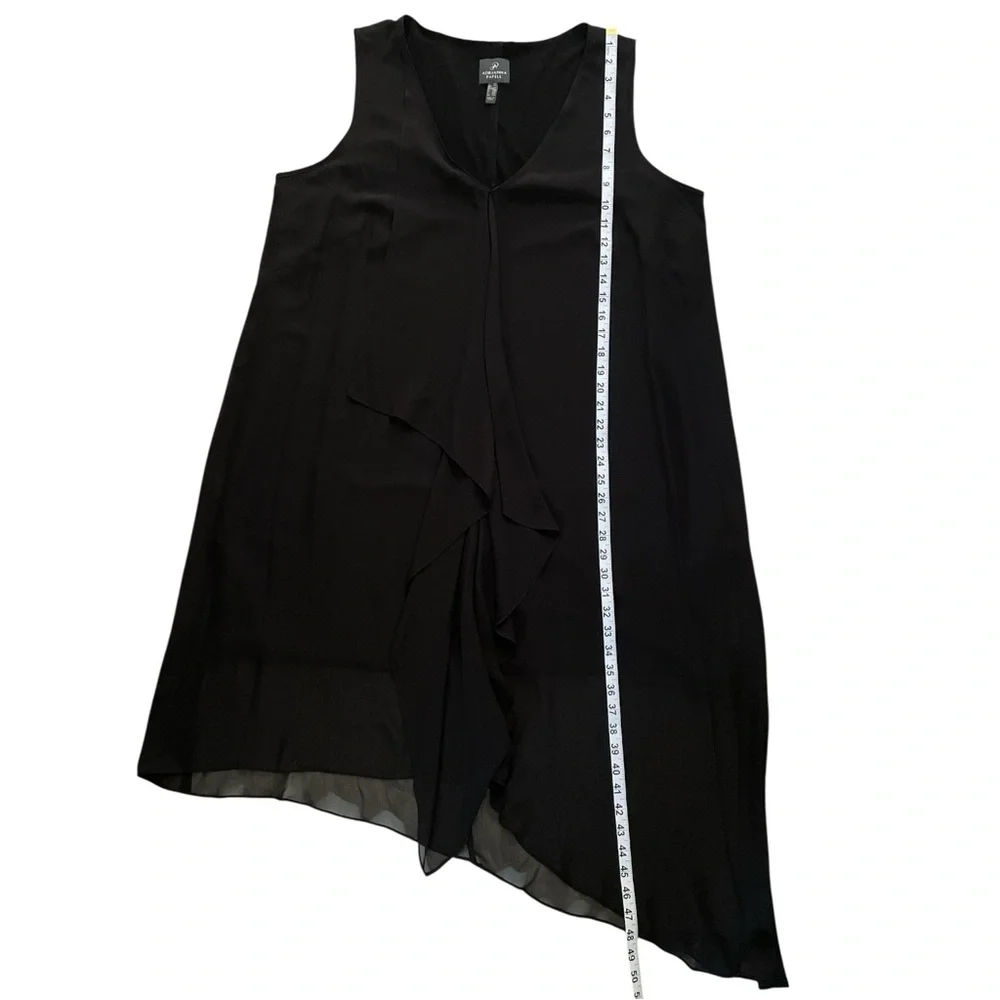ADRIANNA PAPELL Black Sleeveless Midi Dress waterfall sheer high low hem 18W - Picture 5 of 7